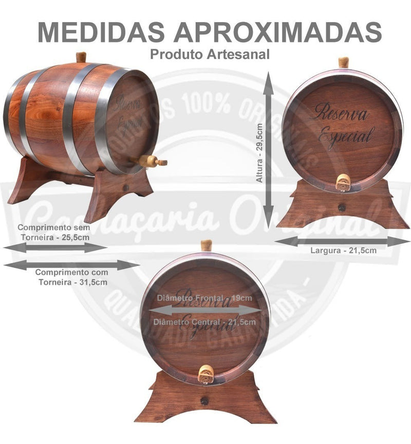 Barril De Madeira Jatobá Prime/luxo 5 Litros O Melhor